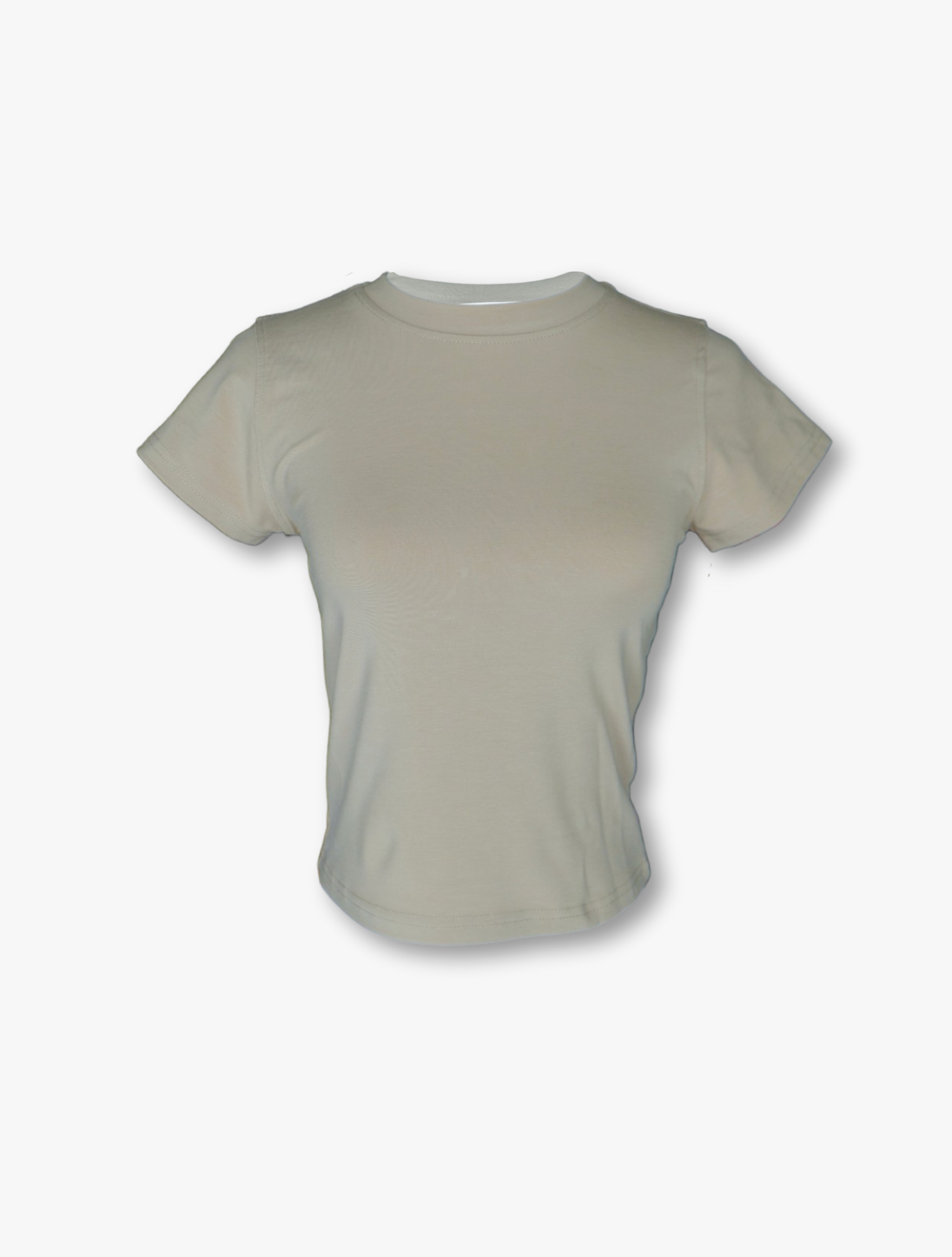Crew Neck Crop Tee - Beige