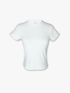 Crew Neck Crop Tee - White