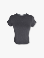 Round Neck Crop Tee - Charcoal
