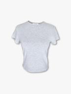Round Neck Crop Tee - Grey