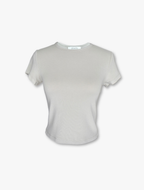 Round Neck Crop Tee - Light Beige