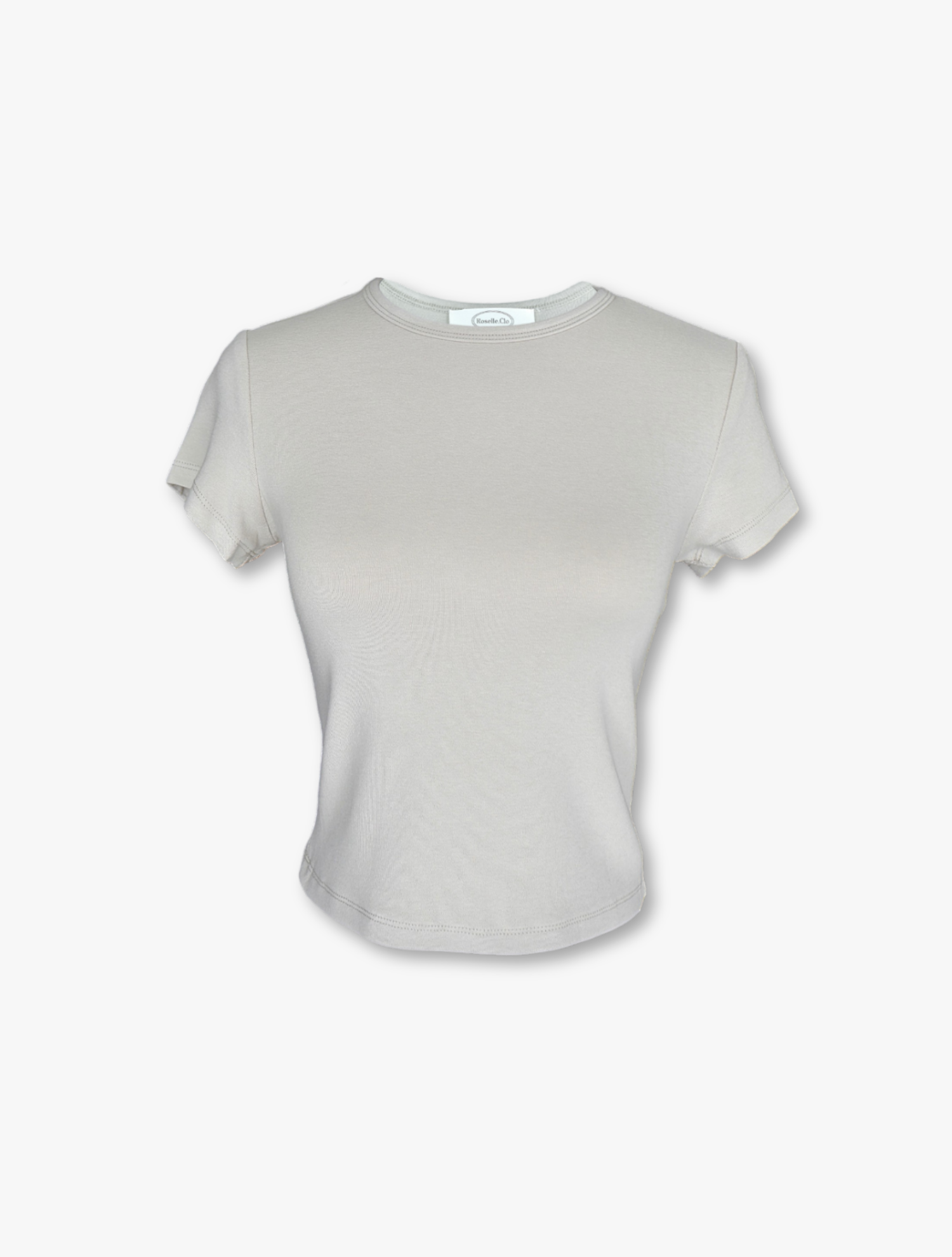 Round Neck Crop Tee - Light Beige