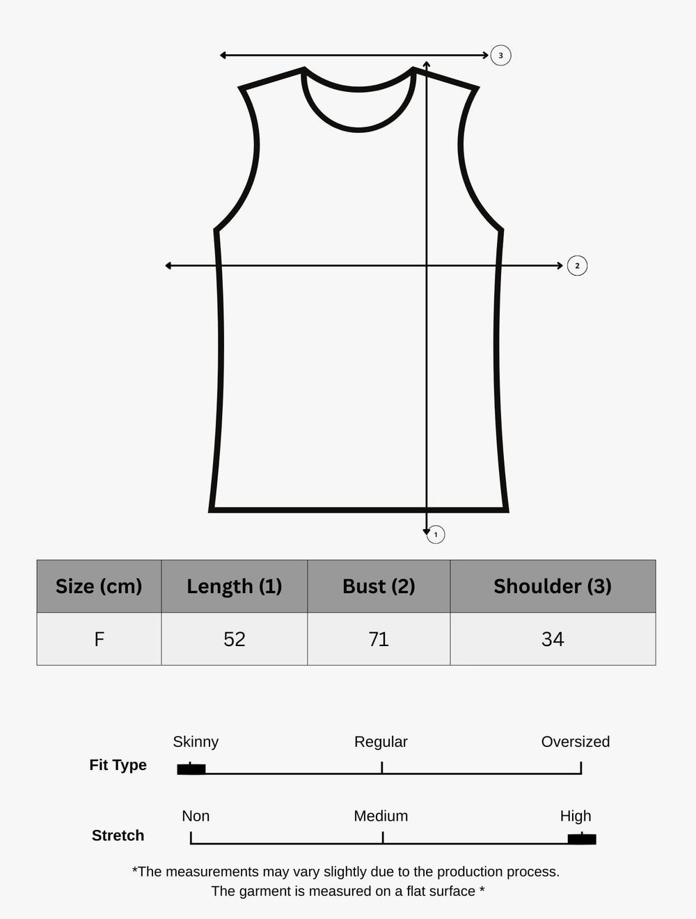 Size chart for Linea Tank - White