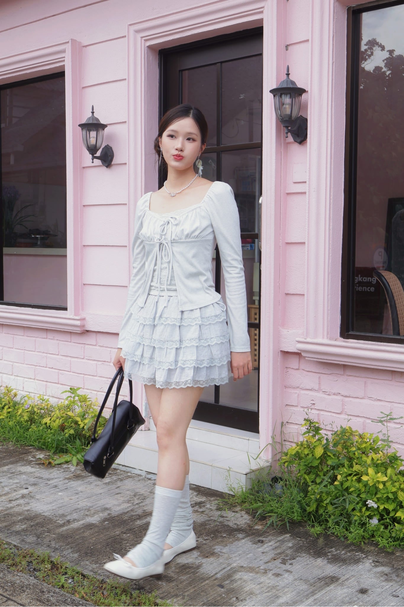 Amelie Tie Cardigan - Mist Grey