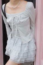 Amelie Tie Cardigan - Mist Grey