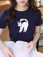 Cattitude Tee - Navy
