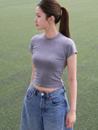 Crew Neck Crop Tee - Deep Grey