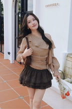 Elise Ruffle Skirt - Brown