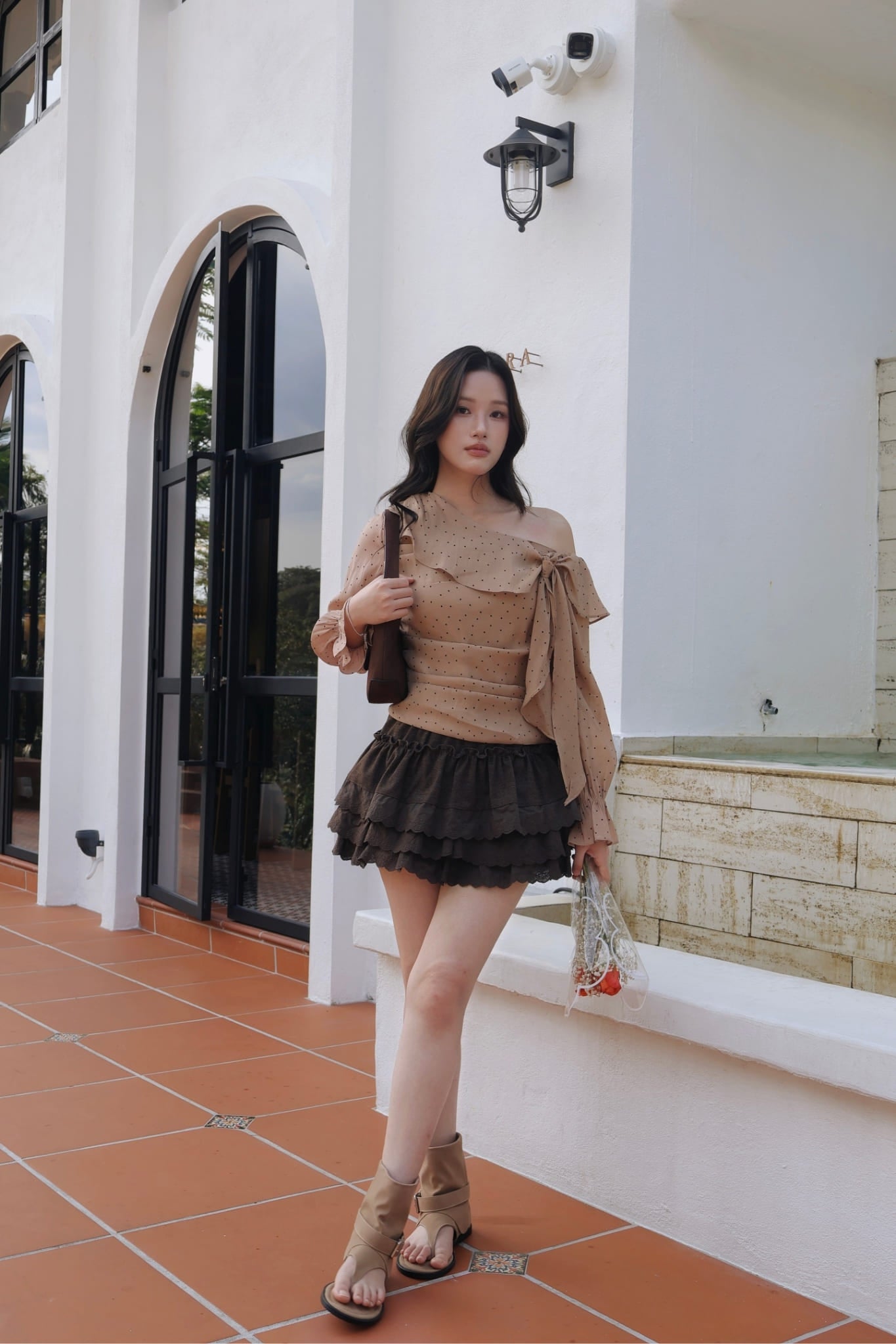 Elise Ruffle Skirt - Brown