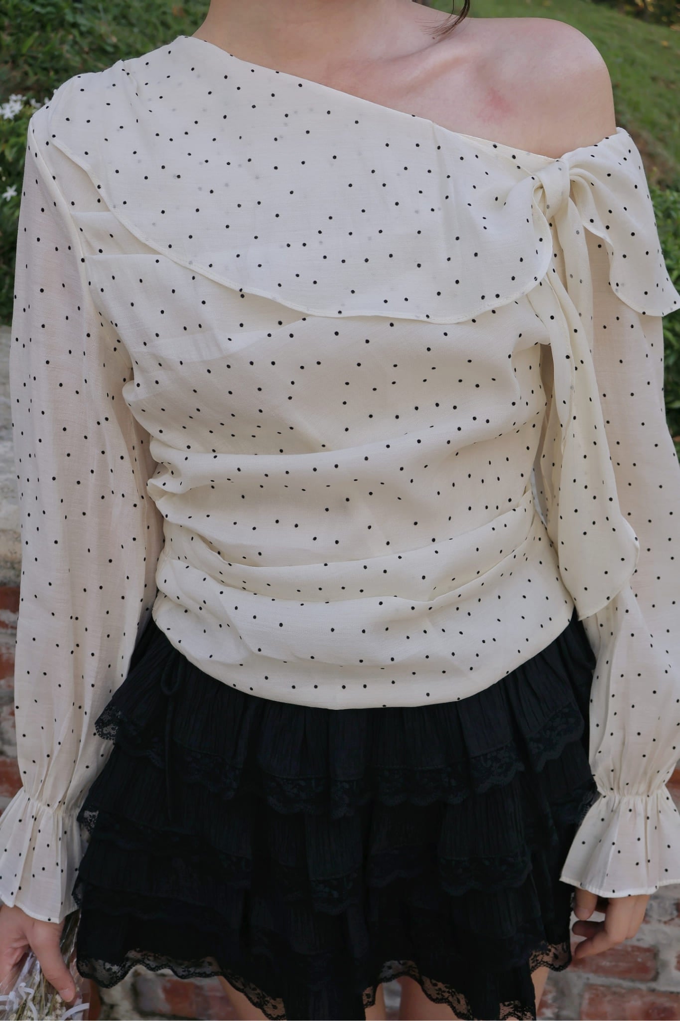Dottie Bow Blouse - Cream