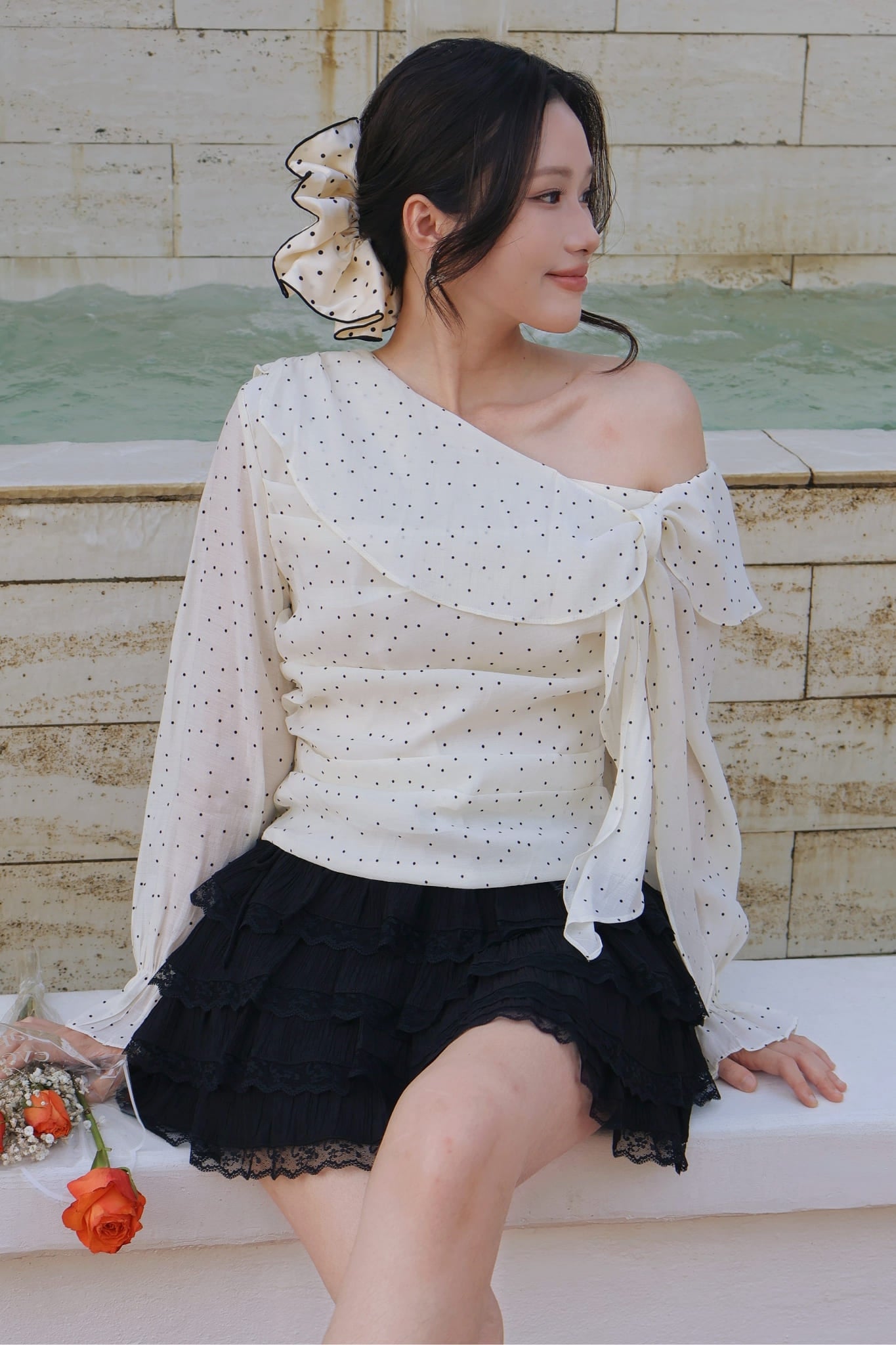 Dottie Bow Blouse - Cream