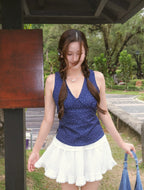 Flora Dot Vest - Blue