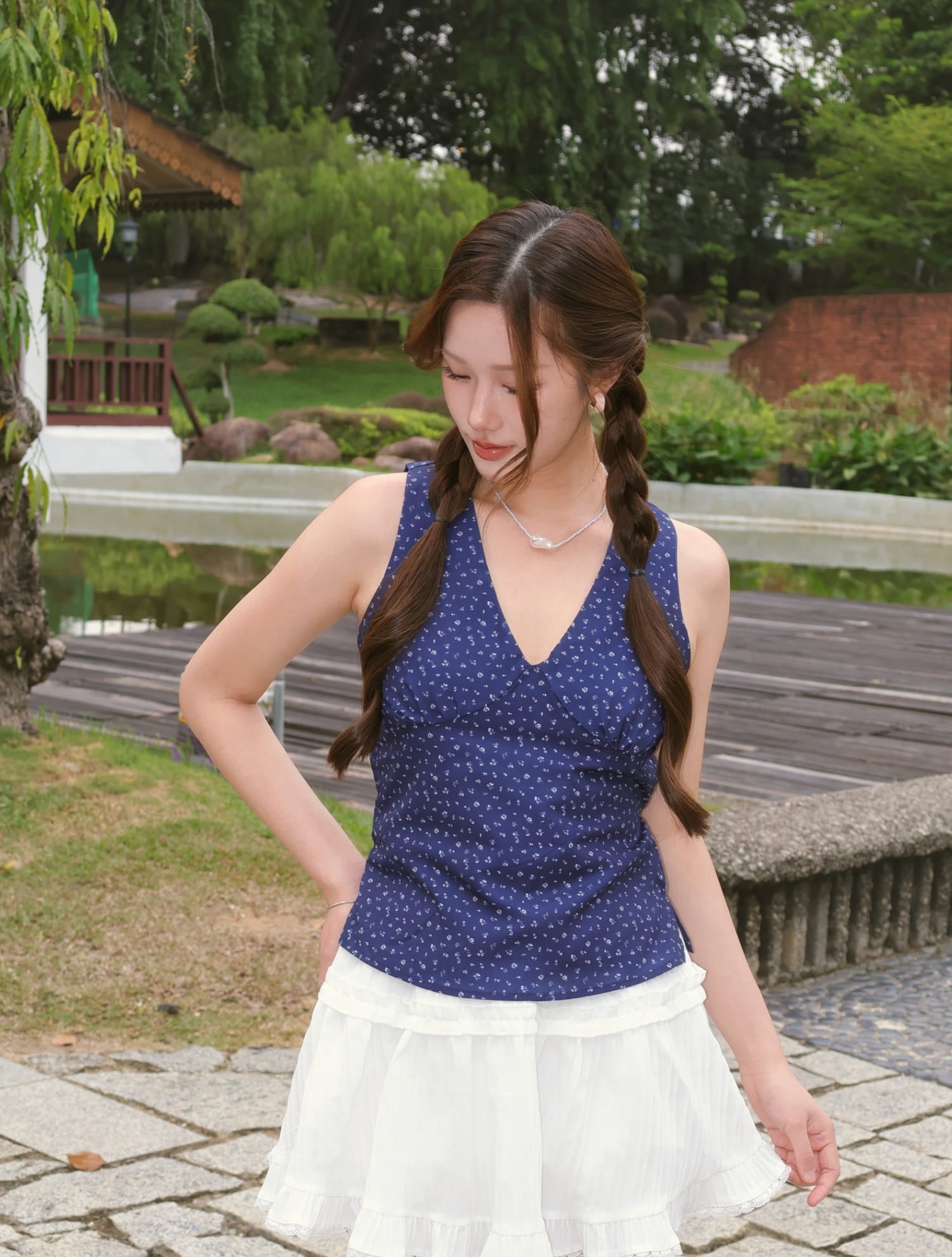 Flora Dot Vest - Blue