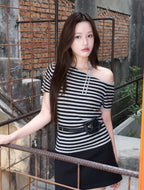 Haze Striped Top - Grey