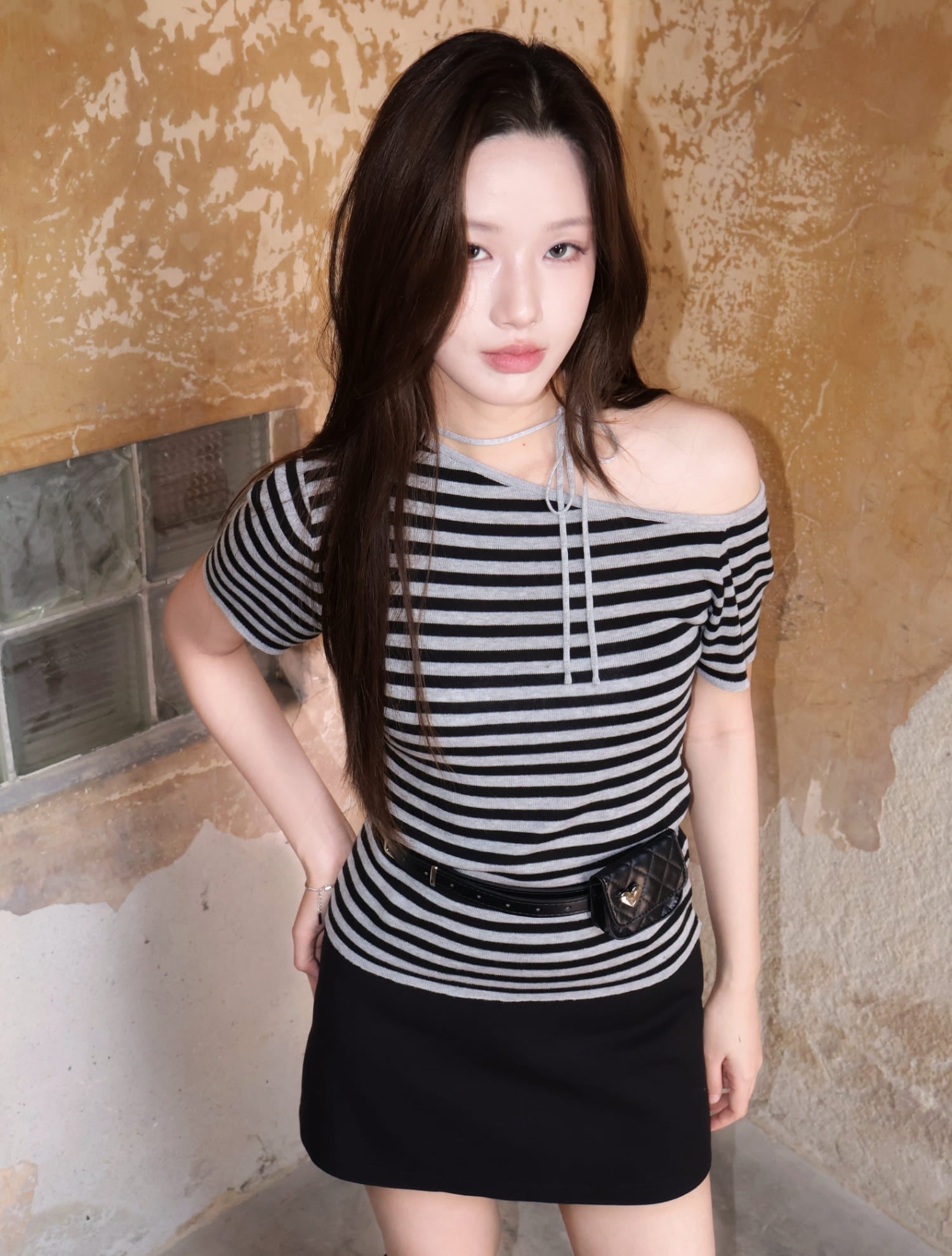 Haze Striped Top - Grey