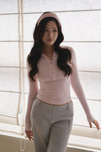 Pearl-Skin Henley- Pink