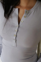 Pearl-Skin Henley- Baby Blue