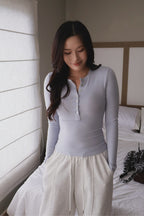 Pearl-Skin Henley- Baby Blue
