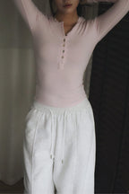 Pearl-Skin Henley- Pink