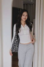 Pearl-Skin Henley- White