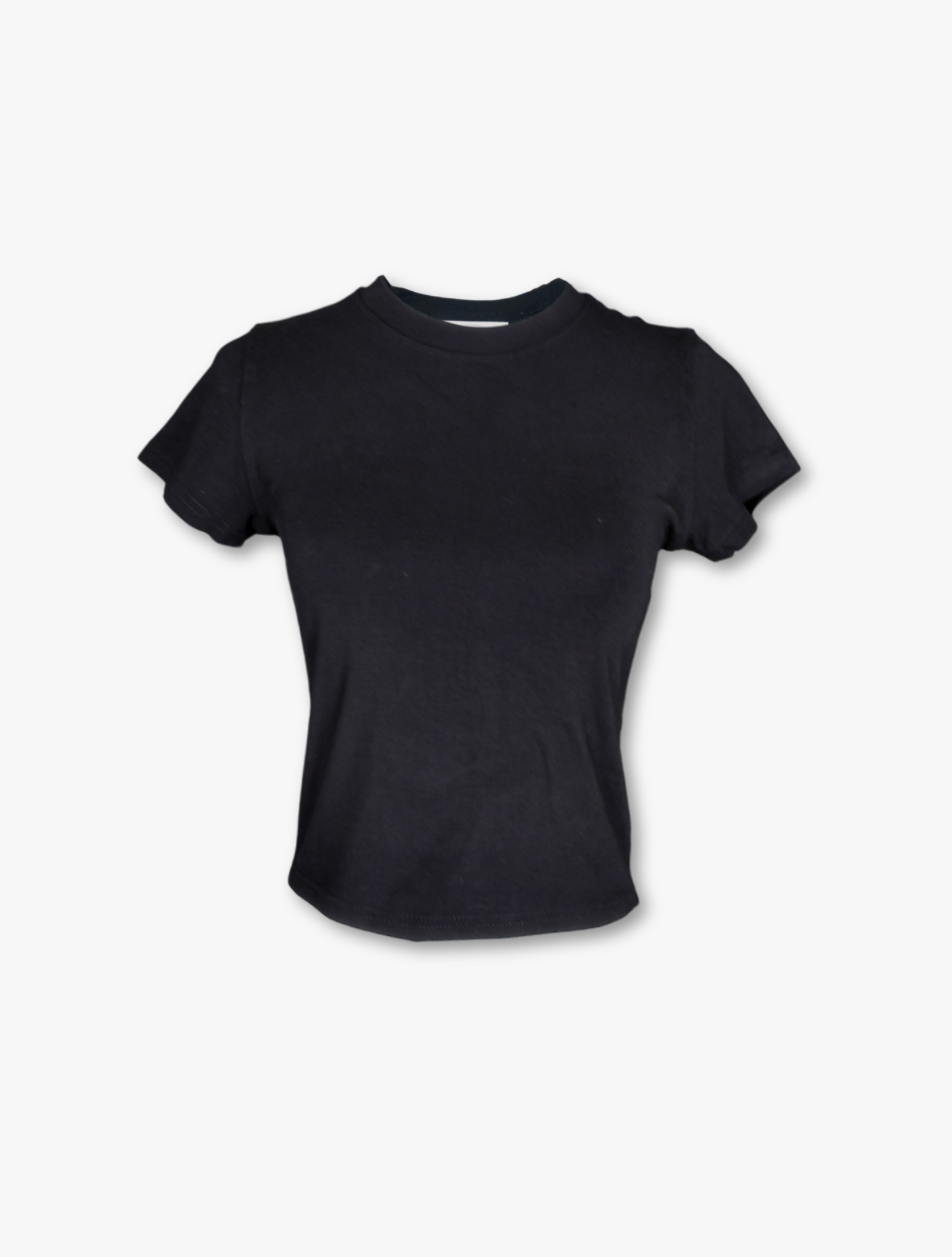 Crew Neck Crop Tee - Black